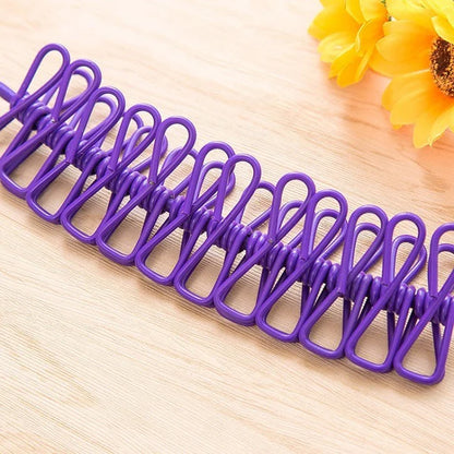 12-Clip Elastic Drying Rope with Hooks
