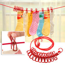 12-Clip Elastic Drying Rope with Hooks